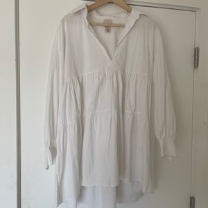 H&M mini shirt dress white size xs